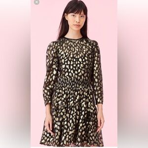 Elegant Black and Gold Women's Dress. Rebeca Taylor silk dress. Size 4. NWT.